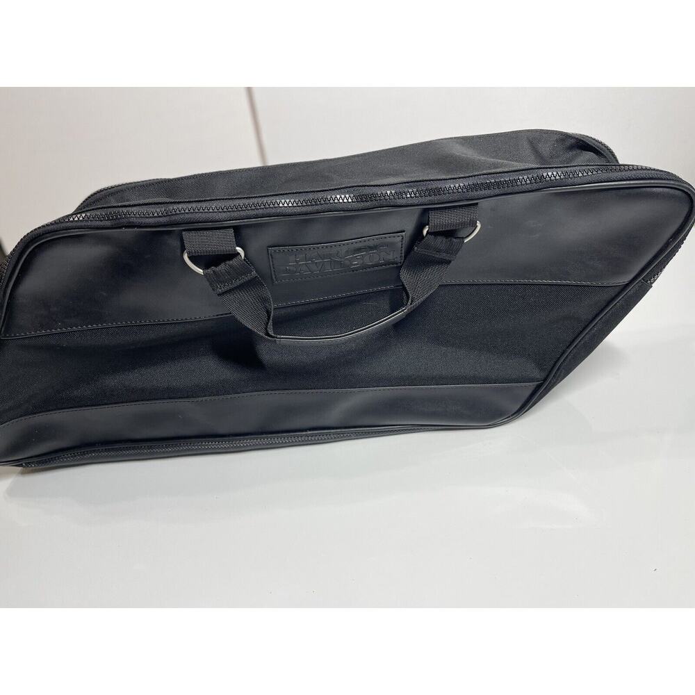 Harley Davidson Black Leather/Canvas Motorcycle Zipper Travel Duffle Biker Bag